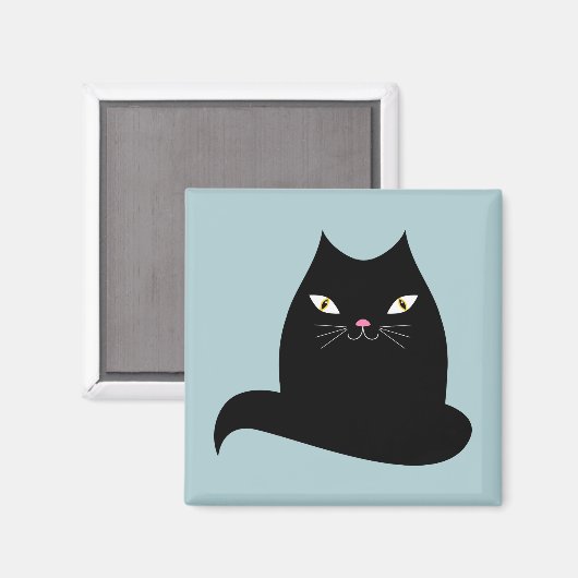 Schwarze Katze Magnet (Vorderseite/Rückseite)