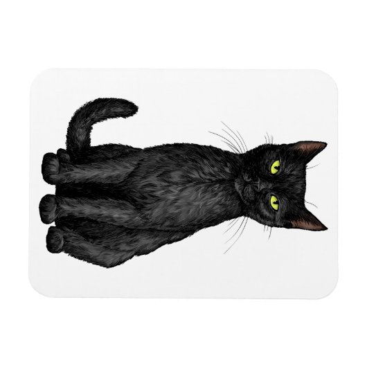 Schwarze Katze Magnet (Horizontal)