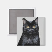Schwarze Katze Magnet (Vorderseite/Rückseite)