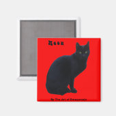 Schwarze Katze Magnet (Vorderseite/Rückseite)