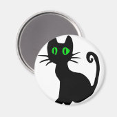 Schwarze Katze Magnet (Vorderseite/Rückseite)