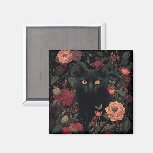 Schwarze Katze Magnet (Vorderseite/Rückseite)