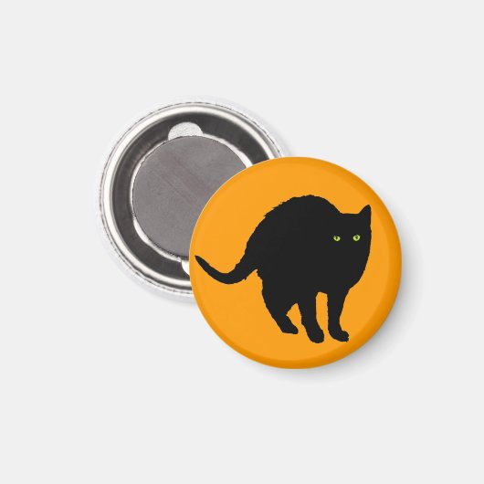 Schwarze Katze Magnet (Vorderseite/Rückseite)