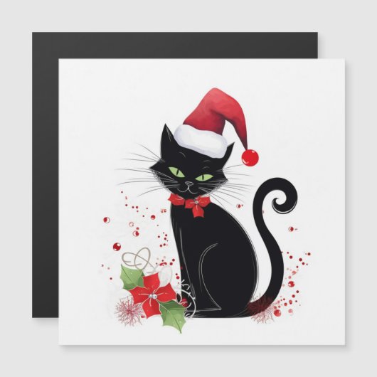 Schwarze Katze Magnetkarte (Vorne/Hinten)