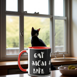 Schwarze Katze Mama Leben Süße Typografie Mutterta Tasse