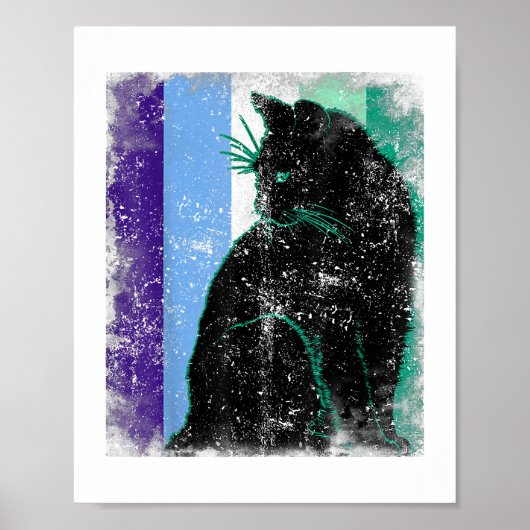 Schwarze Katze männliche LGBT LGBTQ Gay MLM Pride Poster (Vorne)