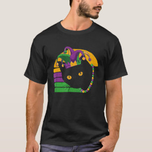 Schwarze Katze Mardi Gras Maske New Orleans Louisi T-Shirt