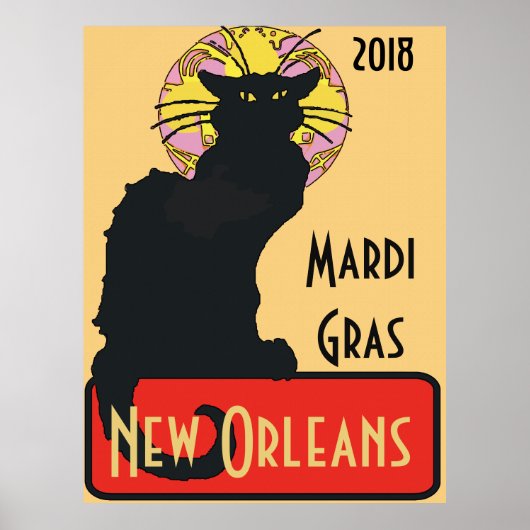 Schwarze Katze, Mardi Gras, Text bearbeiten Poster (Vorne)