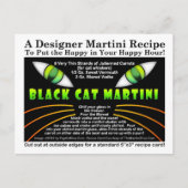 Schwarze Katze Martini Rezept Postkarte für Hallow (Vorderseite)