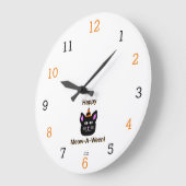 Schwarze Katze-Meow-A-Ween-Acrylmauer-Uhr Große Wanduhr (Winkel)