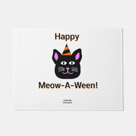 Schwarze Katze Meow-A-Ween-Doormat Fußmatte (Vorderseite)