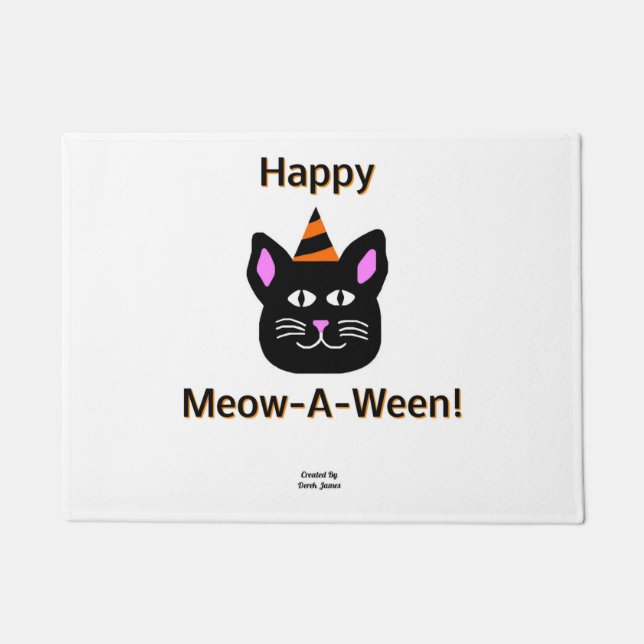 Schwarze Katze Meow-A-Ween-Doormat Fußmatte (Vorderseite)