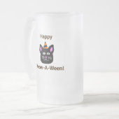 Schwarze Katze Meow-A-Ween große Mattierte Tasse a (Vorderseite Links)