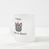 Schwarze Katze Meow-A-Ween kleine Mattierte Tasse  (Vorderseite Links)