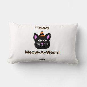 Schwarze Katze Meow-A-Ween Rückenkissen Lendenkissen