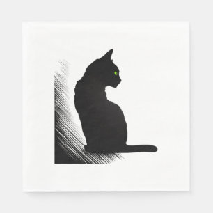 Schwarze Katze - Meow Serviette