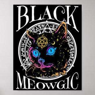 Schwarze Katze Meowgic Halloween Hexe Hexerei Poster