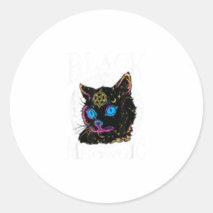 Schwarze Katze Meowgic, Halloween-Hexe, Hexerei-St Runder Aufkleber