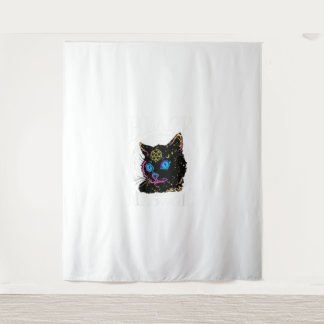 Schwarze Katze Meowgic, Halloween-Hexe, Hexerei-St Wandteppich