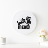 schwarze Katze, miau Große Wanduhr (Zuhause)
