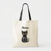 Schwarze Katze Miau Maus Tragetasche (Vorne)