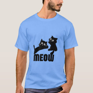 schwarze Katze, miau T-Shirt