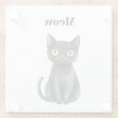 Schwarze Katze Miauen Glasuntersetzer (Rückseite)