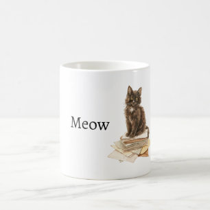 Schwarze Katze Miauen Kaffeetasse
