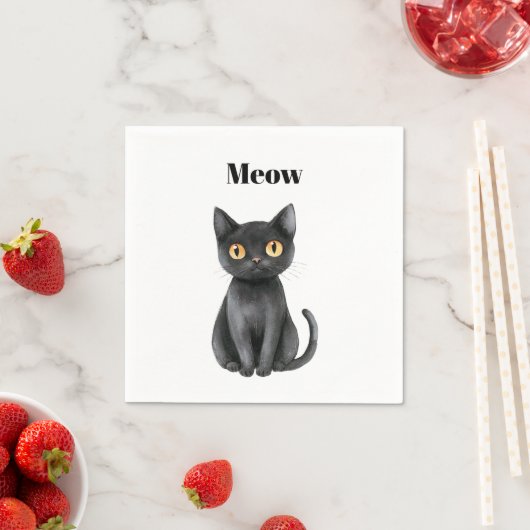Schwarze Katze Miauen Serviette (Beispiel)