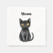 Schwarze Katze Miauen Serviette (Vorderseite)