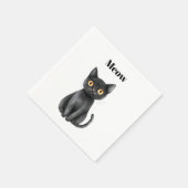 Schwarze Katze Miauen Serviette (Ecke)