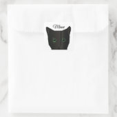 Schwarze Katze Miaut  Quadratischer Aufkleber (Tasche)