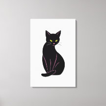 Schwarze Katze Minimal Illustration