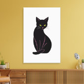 Schwarze Katze Minimal Illustration Leinwanddruck (Insitu (Wohnzimmer))