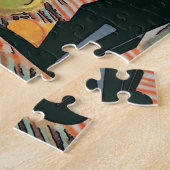 Schwarze Katze mit Ananas Puzzle (Seite)