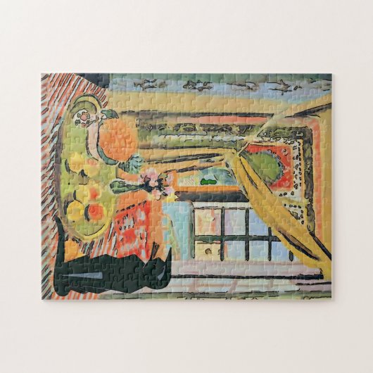 Schwarze Katze mit Ananas Puzzle (Horizontal)