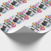 Schwarze Katze mit Ballons Geschenkpapier (Ecke)