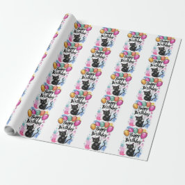 Schwarze Katze mit Balloons Geschenkpapier