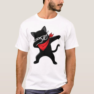 Schwarze Katze mit Bandana Dab – Lustiger cooler D T-Shirt