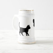 Schwarze Katze mit Bat Bierglas (Vorderseite Links)