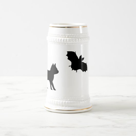 Schwarze Katze mit Bat Bierglas (Mittel)
