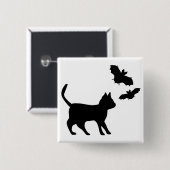 Schwarze Katze mit Bat Button (Vorne & Hinten)