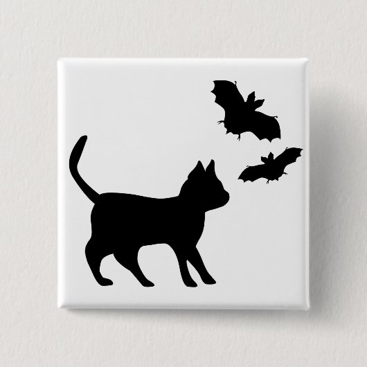 Schwarze Katze mit Bat Button (Vorderseite)