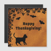 Schwarze Katze mit Bat, glückliches Erntedankfest Magnetkarte (Vorne/Hinten)