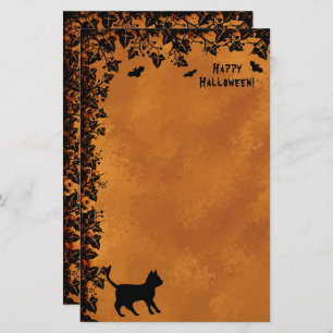 Schwarze Katze mit Bat , Glückliches Halloween! Briefpapier