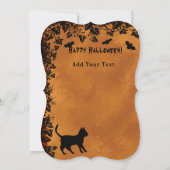 Schwarze Katze mit Bat, glückliches Halloween Einladung (Rückseite)