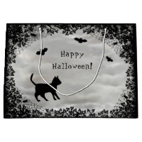 Schwarze Katze mit Bat , Glückliches Halloween!