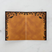 Schwarze Katze mit Bat, glückliches Halloween Karte (Innenseite)