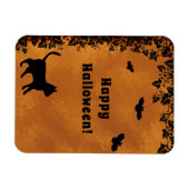 Schwarze Katze mit Bat, glückliches Halloween Magnet (Horizontal)