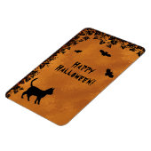 Schwarze Katze mit Bat, glückliches Halloween Magnet (Linke Seite)